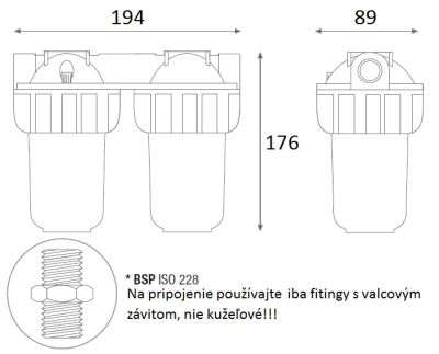 Filter Mignon Duplex - rozmery