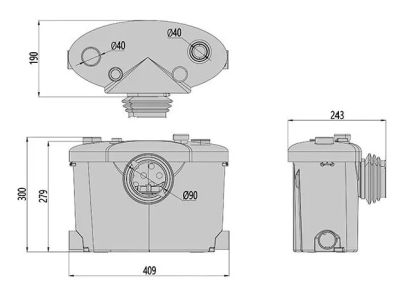 PumpaLift WC-3 - rozmery