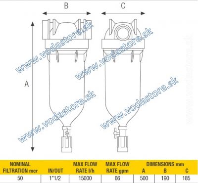 filter Hydra BIG- rozmery